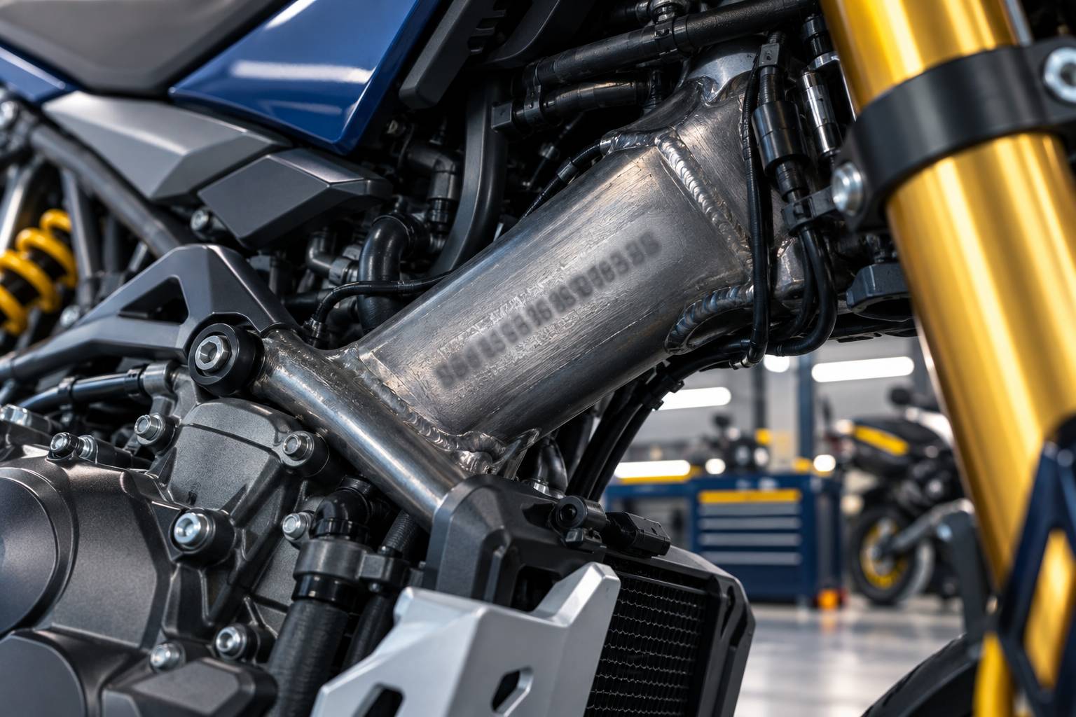 Gravure de numéro de châssis illisible sur le cadre d'une moto générique