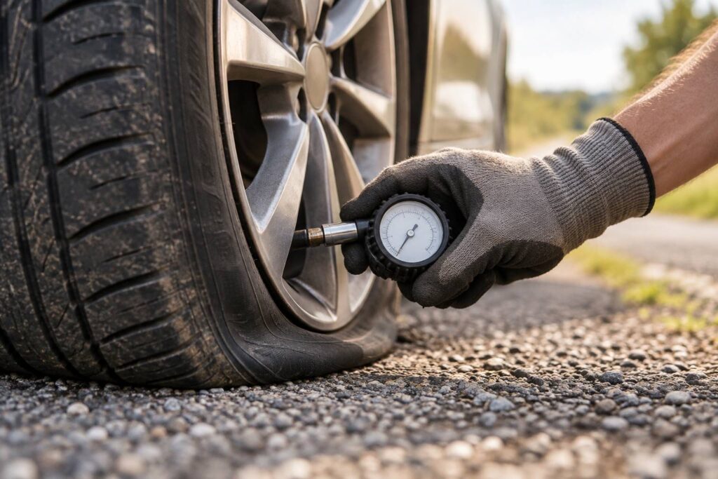 Illustration de détail sur le sujet : Pneu à plat en roulant : ce que le fabricant interdit ensuite