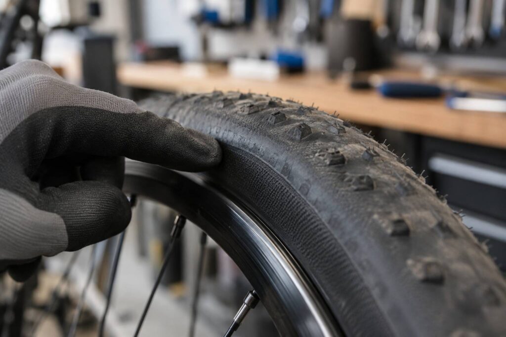 Plan de détail illustrant le sujet de l'article : Pneu tubeless ou à chambre : comment le marquage le dit